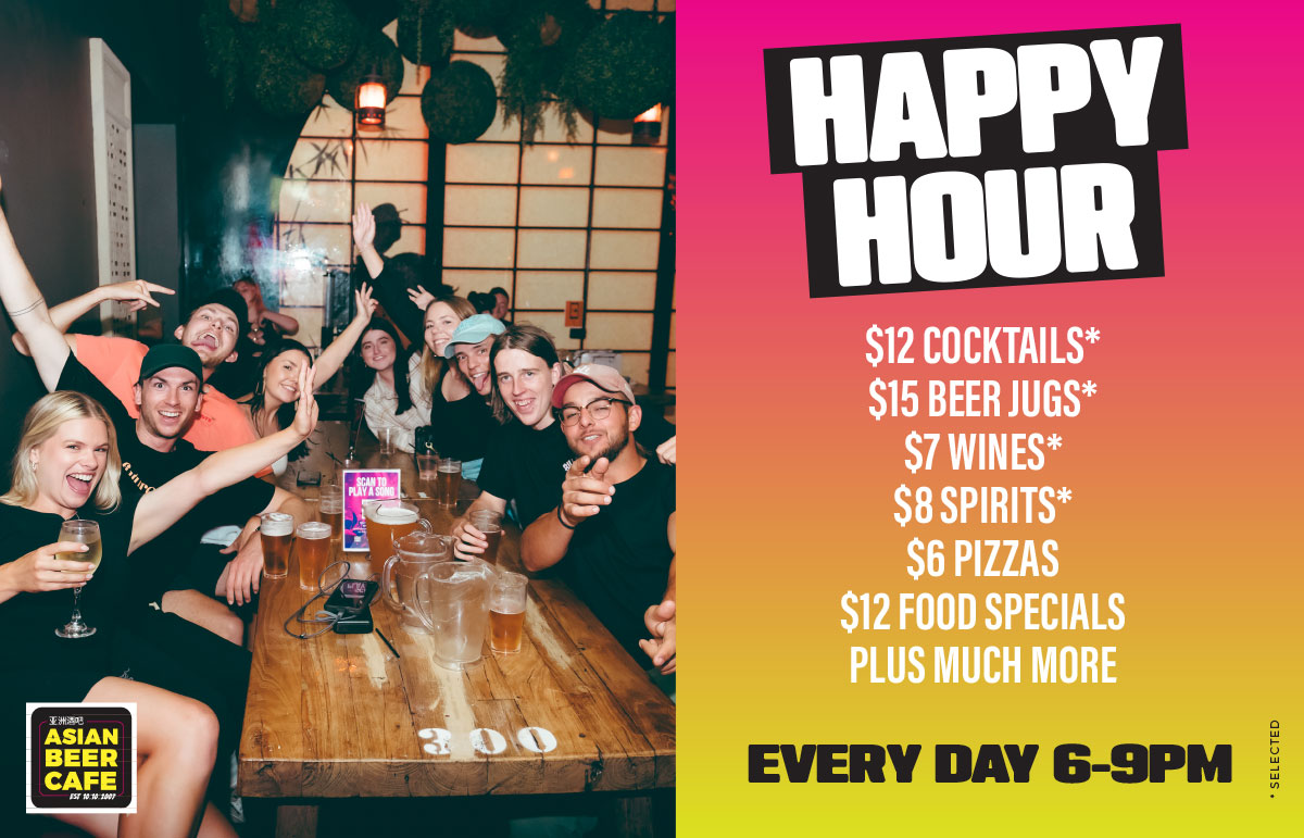 $12 Cocktails, $6 Pizzas, $12 Food Specials, $15 Jugs, $7 Wine at Asian Beer Cafe, every day from 6-9pm